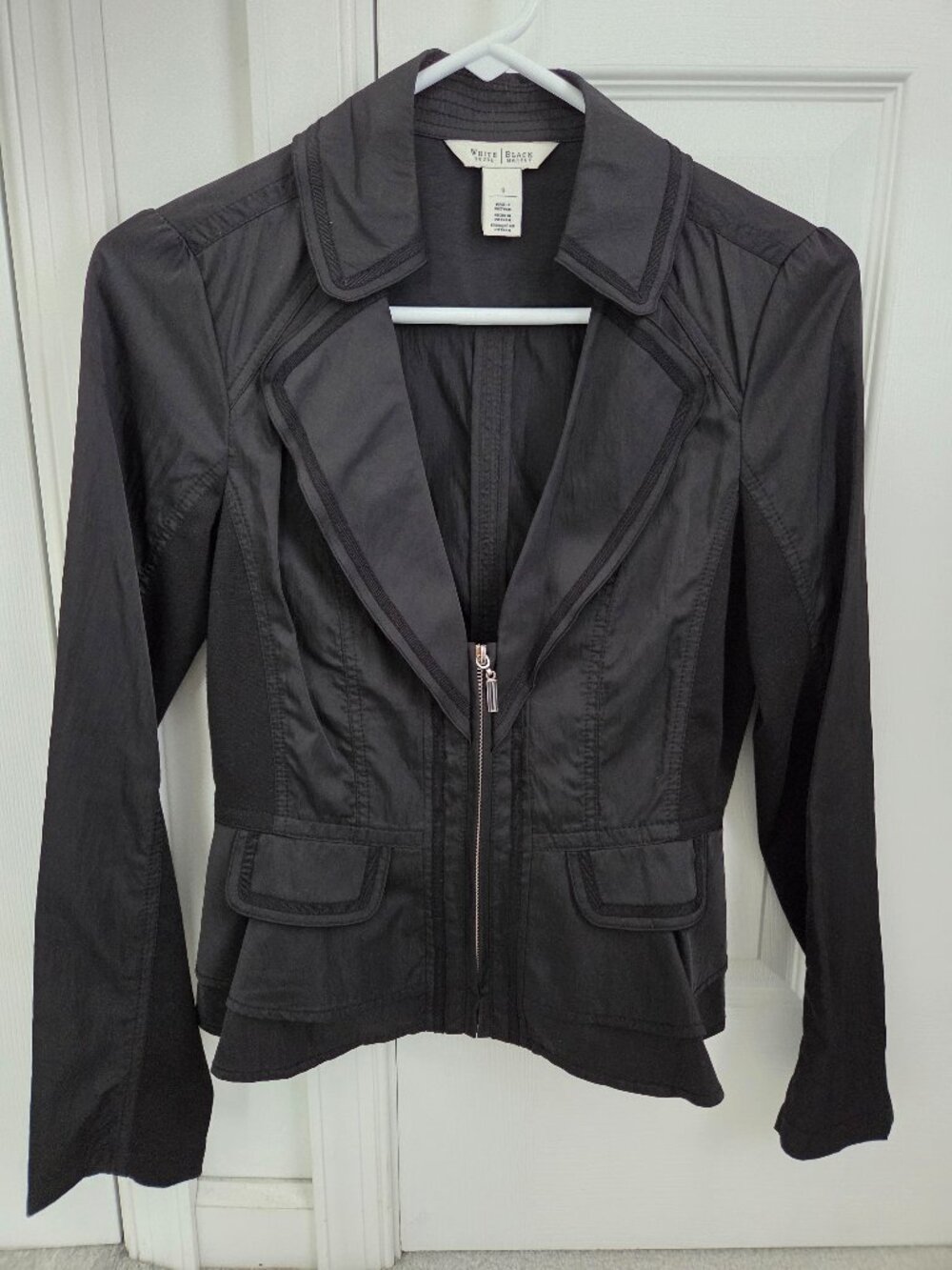 White House Black Market Black Zip-Front Peplum Jacket